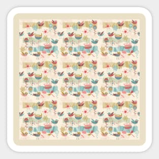 Bird and Flower Pattern Sticker